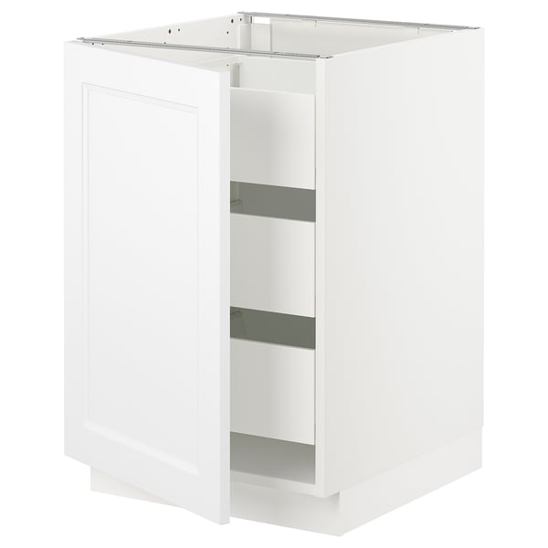 SEKTION / MAXIMERA Armoire inférieure 1 pte/3 tir, blanc/Axstad blanc mat, 21x24x30 "