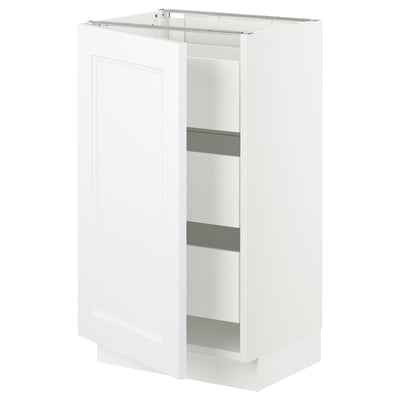 SEKTION / MAXIMERA Armoire inférieure 1 pte/3 tir, blanc/Axstad blanc mat, 18x15x30 "