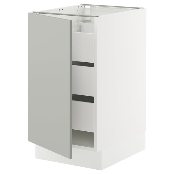 SEKTION / MAXIMERA Armoire inférieure 1 pte/3 tir, blanc/Havstorp gris clair, 18x24x30 "