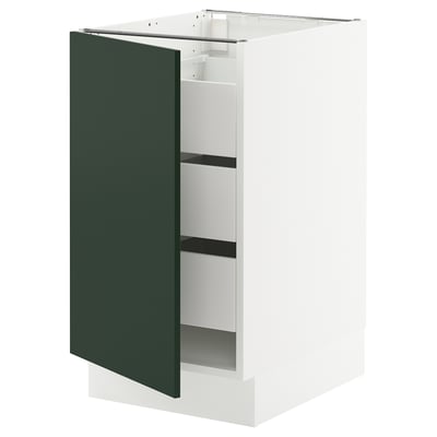 SEKTION / MAXIMERA Armoire inférieure 1 pte/3 tir, blanc/Havstorp vert profond, 18x24x30 "