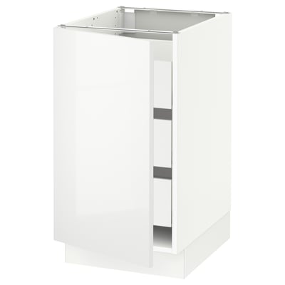 SEKTION / MAXIMERA Armoire inférieure 1 pte/3 tir, blanc/Ringhult blanc, 18x24x30 "