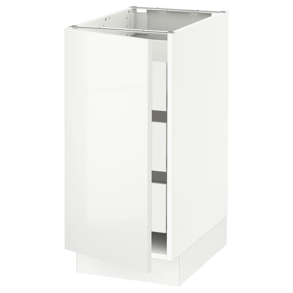SEKTION / MAXIMERA Armoire inférieure 1 pte/3 tir, blanc/Ringhult blanc, 15x24x30 "