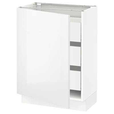 SEKTION / MAXIMERA Armoire inférieure 1 pte/3 tir, blanc/Ringhult blanc, 24x15x30 "