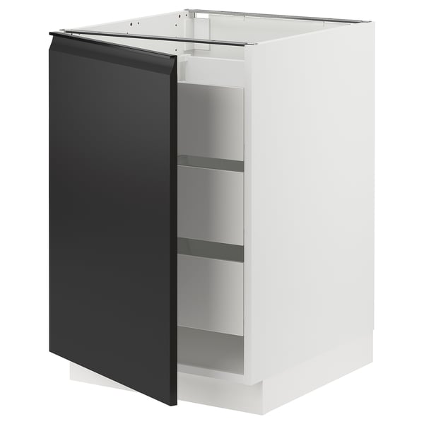 SEKTION / MAXIMERA Armoire inférieure 1 pte/3 tir, blanc/Upplöv anthracite mat, 21x24x30 "