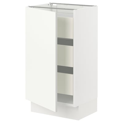 SEKTION / MAXIMERA Armoire inférieure 1 pte/3 tir, blanc/Vallstena blanc, 18x15x30 "