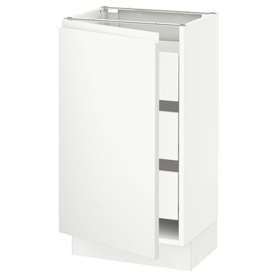 SEKTION / MAXIMERA Armoire inférieure 1 pte/3 tir, blanc/Voxtorp blanc mat, 18x15x30 "