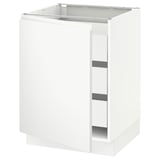 SEKTION / MAXIMERA Armoire inférieure 1 pte/3 tir, blanc/Voxtorp blanc mat, 24x24x30 "