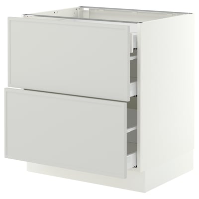 SEKTION / MAXIMERA Armoire inférieure 2 façades/3 tir, blanc/Aspudden gris clair, 30x24x30 "