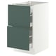 SEKTION / MAXIMERA Armoire inférieure 2 façades/3 tir, blanc/Aspudden gris-vert foncé, 18x24x30 "
