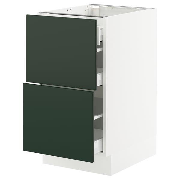 SEKTION / MAXIMERA Armoire inférieure 2 façades/3 tir, blanc/Havstorp vert profond, 18x24x30 "