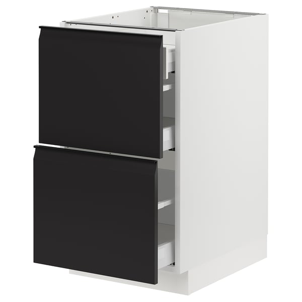 SEKTION / MAXIMERA Armoire inférieure 2 façades/3 tir, blanc/Upplöv anthracite mat, 18x24x30 "