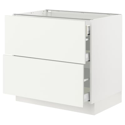 SEKTION / MAXIMERA Armoire inférieure 2 façades/3 tir, blanc/Vallstena blanc, 36x24x30 "
