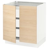 SEKTION / MAXIMERA Armoire inférieure 2 ptes/3 tir, blanc/Askersund effet frêne clair, 30x24x30 "