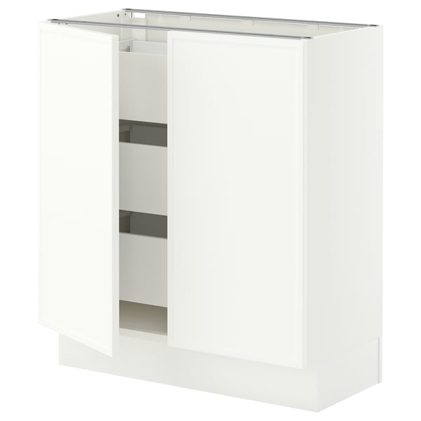SEKTION / MAXIMERA Armoire inférieure 2 ptes/3 tir, blanc/Aspudden blanc mat, 30x15x30 "
