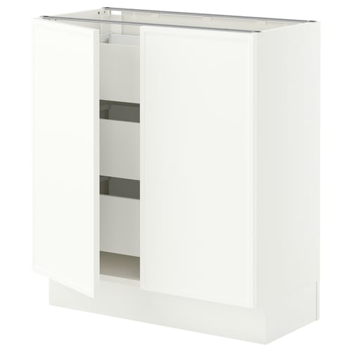 SEKTION / MAXIMERA Armoire inférieure 2 ptes/3 tir, blanc/Aspudden blanc mat, 30x15x30 "