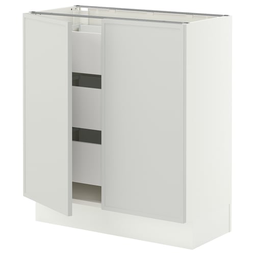 SEKTION / MAXIMERA Armoire inférieure 2 ptes/3 tir, blanc/Aspudden gris clair, 30x15x30 "