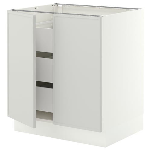SEKTION / MAXIMERA Armoire inférieure 2 ptes/3 tir, blanc/Aspudden gris clair, 30x24x30 "