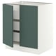 SEKTION / MAXIMERA Armoire inférieure 2 ptes/3 tir, blanc/Aspudden gris-vert foncé, 30x24x30 "