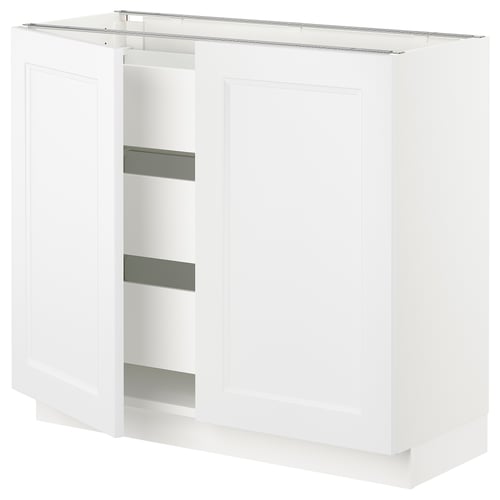 SEKTION / MAXIMERA Armoire inférieure 2 ptes/3 tir, blanc/Axstad blanc mat, 36x15x30 "