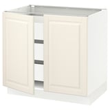SEKTION / MAXIMERA Armoire inférieure 2 ptes/3 tir, blanc/Bodbyn blanc cassé, 36x24x30 "