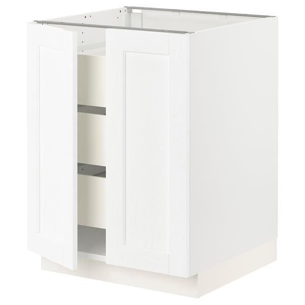 SEKTION / MAXIMERA Armoire inférieure 2 ptes/3 tir, blanc Enköping/blanc effet bois, 24x24x30 "