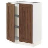 SEKTION / MAXIMERA Armoire inférieure 2 ptes/3 tir, blanc Enköping/brun effet noyer, 24x15x30 "