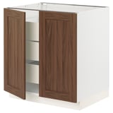 SEKTION / MAXIMERA Armoire inférieure 2 ptes/3 tir, blanc Enköping/brun effet noyer, 30x24x30 "