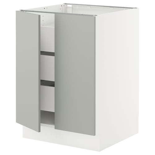 SEKTION / MAXIMERA Armoire inférieure 2 ptes/3 tir, blanc/Havstorp gris clair, 24x24x30 "