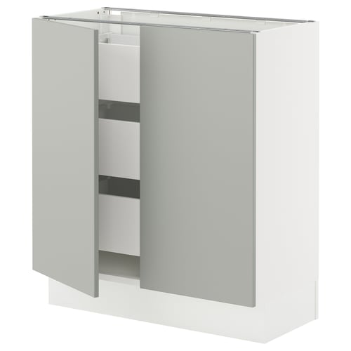 SEKTION / MAXIMERA Armoire inférieure 2 ptes/3 tir, blanc/Havstorp gris clair, 30x15x30 "