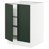 SEKTION / MAXIMERA Armoire inférieure 2 ptes/3 tir, blanc/Havstorp vert profond, 24x24x30 "