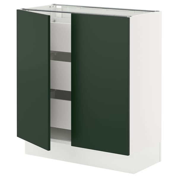 SEKTION / MAXIMERA Armoire inférieure 2 ptes/3 tir, blanc/Havstorp vert profond, 30x15x30 "