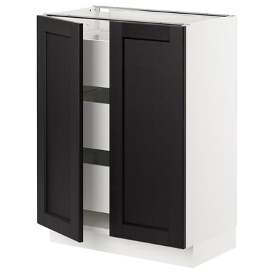 SEKTION / MAXIMERA Armoire inférieure 2 ptes/3 tir, blanc/Lerhyttan teinté noir, 24x15x30 "