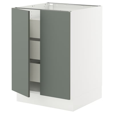 SEKTION / MAXIMERA Armoire inférieure 2 ptes/3 tir, blanc/Nickebo gris -vert mat, 24x24x30 "