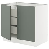 SEKTION / MAXIMERA Armoire inférieure 2 ptes/3 tir, blanc/Nickebo gris -vert mat, 36x24x30 "