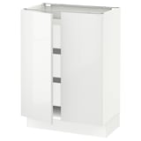 SEKTION / MAXIMERA Armoire inférieure 2 ptes/3 tir, blanc/Ringhult blanc, 24x15x30 "