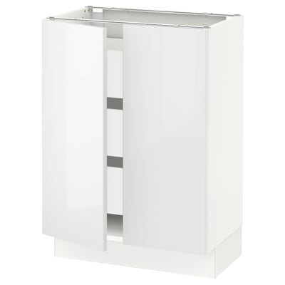 SEKTION / MAXIMERA Armoire inférieure 2 ptes/3 tir, blanc/Ringhult blanc, 24x15x30 "