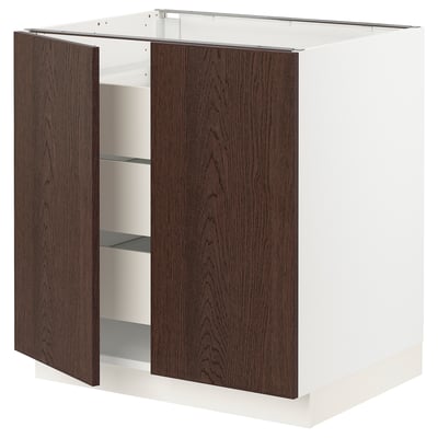 SEKTION / MAXIMERA Armoire inférieure 2 ptes/3 tir, blanc/Sinarp brun, 30x24x30 "
