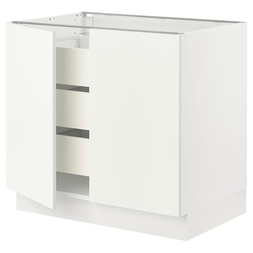 SEKTION / MAXIMERA Armoire inférieure 2 ptes/3 tir, blanc/Vallstena blanc, 36x24x30 "