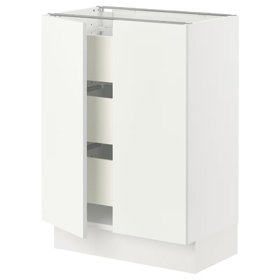 SEKTION / MAXIMERA Armoire inférieure 2 ptes/3 tir, blanc/Vallstena blanc, 24x15x30 "