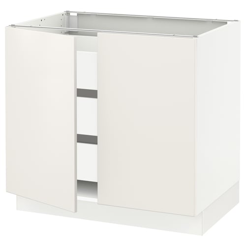 SEKTION / MAXIMERA Armoire inférieure 2 ptes/3 tir, blanc/Veddinge blanc, 36x24x30 "