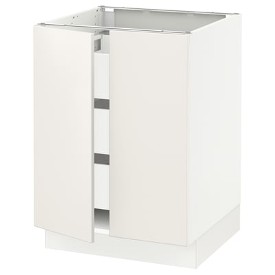 SEKTION / MAXIMERA Armoire inférieure 2 ptes/3 tir, blanc/Veddinge blanc, 24x24x30 "