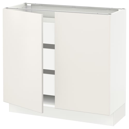 SEKTION / MAXIMERA Armoire inférieure 2 ptes/3 tir, blanc/Veddinge blanc, 36x15x30 "