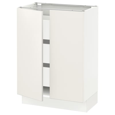 SEKTION / MAXIMERA Armoire inférieure 2 ptes/3 tir, blanc/Veddinge blanc, 24x15x30 "