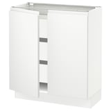 SEKTION / MAXIMERA Armoire inférieure 2 ptes/3 tir, blanc/Voxtorp blanc mat, 30x15x30 "