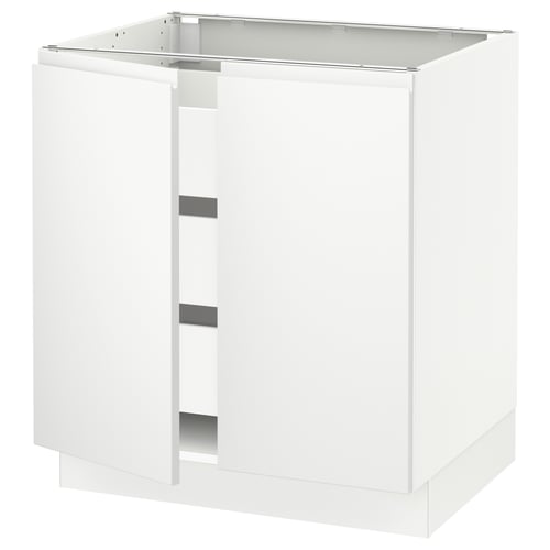 SEKTION / MAXIMERA Armoire inférieure 2 ptes/3 tir, blanc/Voxtorp blanc mat, 30x24x30 "