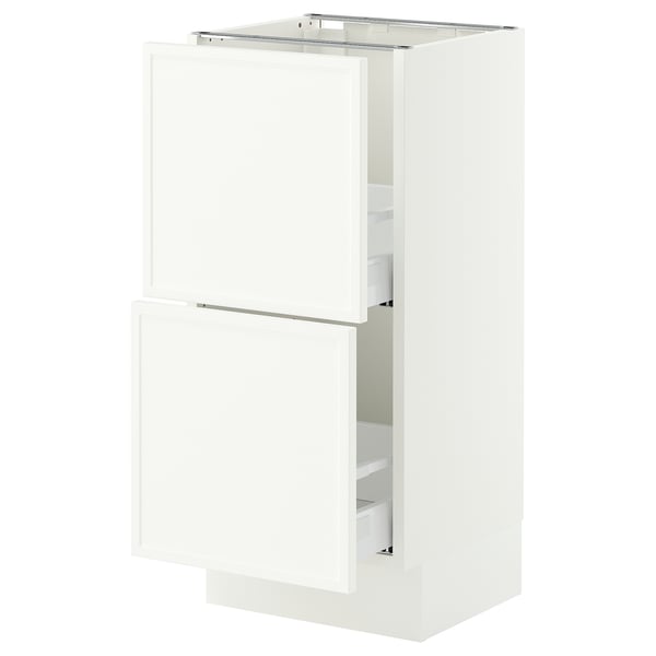 SEKTION / MAXIMERA Armoire inférieure 2 tiroirs, blanc/Aspudden blanc mat, 15x15x30 "
