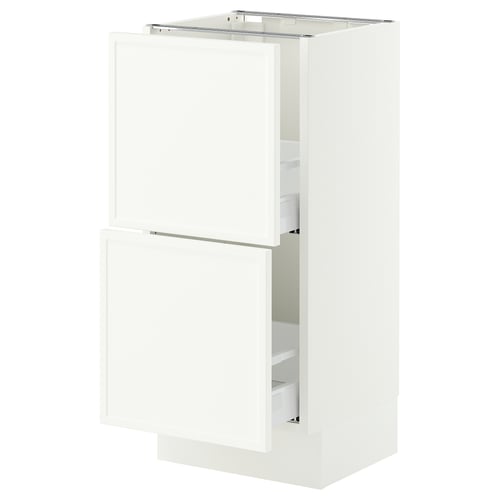 SEKTION / MAXIMERA Armoire inférieure 2 tiroirs, blanc/Aspudden blanc mat, 15x15x30 "
