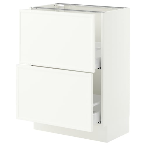 SEKTION / MAXIMERA Armoire inférieure 2 tiroirs, blanc/Aspudden blanc mat, 24x15x30 "
