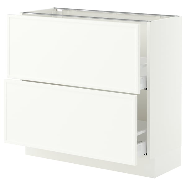 SEKTION / MAXIMERA Armoire inférieure 2 tiroirs, blanc/Aspudden blanc mat, 36x15x30 "