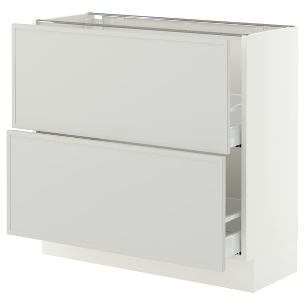 SEKTION / MAXIMERA Armoire inférieure 2 tiroirs, blanc/Aspudden gris clair, 36x15x30 "